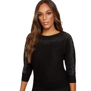 89th and Madison Dolman Sparkle Sweater Top Black - Size Large - NWT